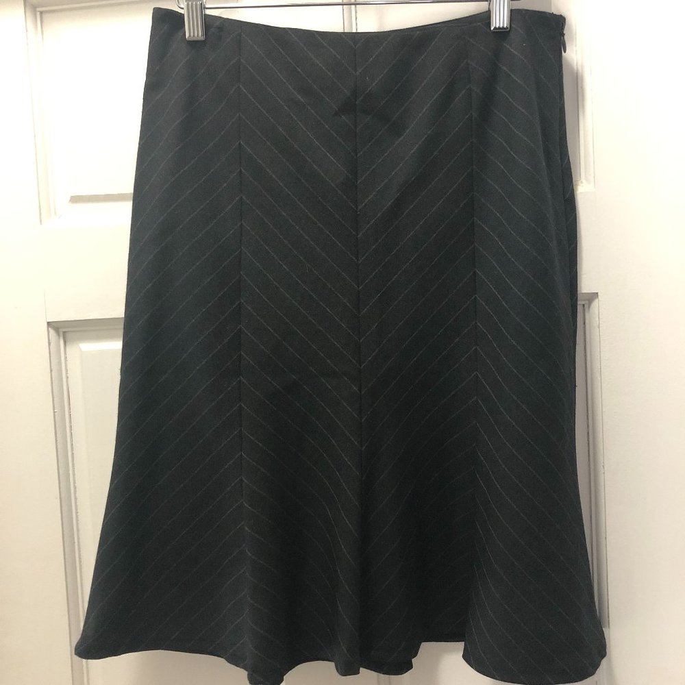 Pinstripe wool blend tulip skirt
